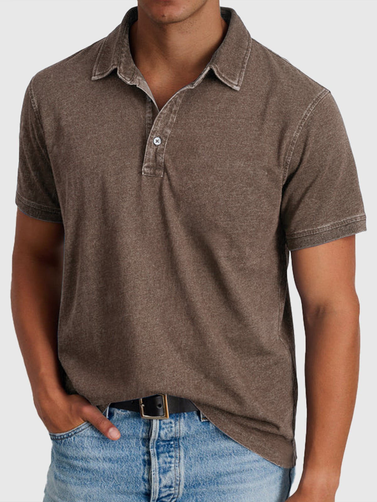 Angus | Cotton Denim Short Sleeve Polo