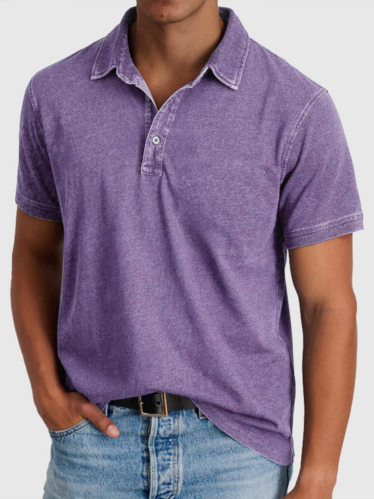 Angus | Cotton Denim Short Sleeve Polo